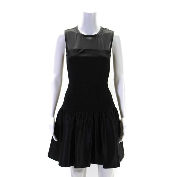 ERIN Erin Fetherston Womens Sheer Sleeveless Fit + Flare Dress Black Size 0 - Picture 1 of 5